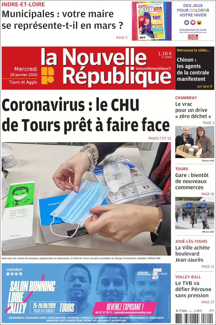 Portada de La Nouvelle Republique (Francia)