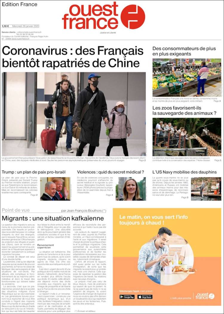 Portada de Ouest France (Francia)