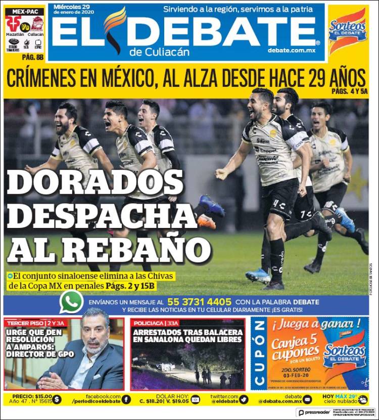 Portada de El Debate de Culiacán (Mexico)