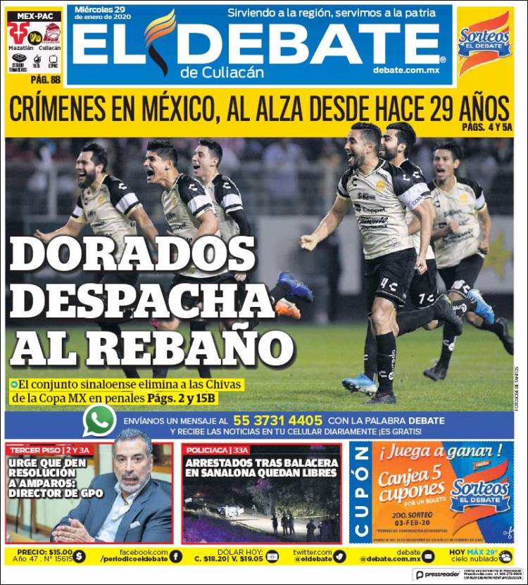 Portada de El Debate de Culiacán (México)