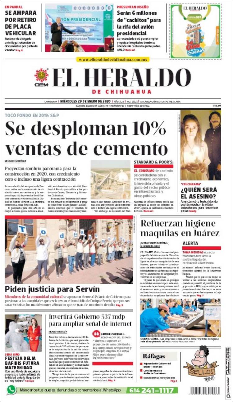 Portada de El Heraldo de Chihuahua (México)