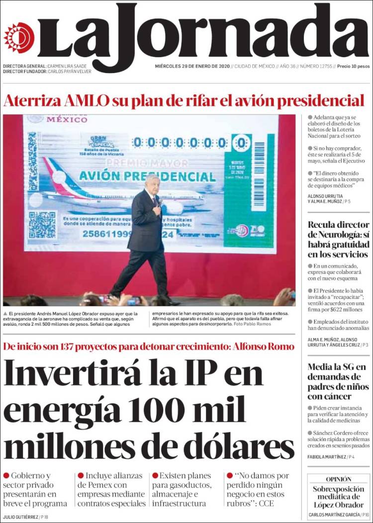 Portada de La Jornada (Mexico)