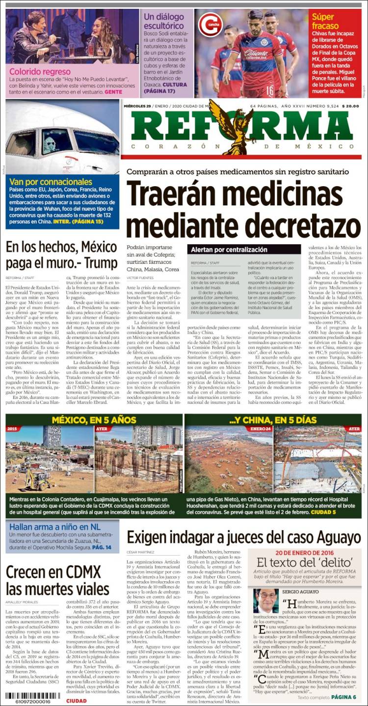 Portada de Reforma (México)