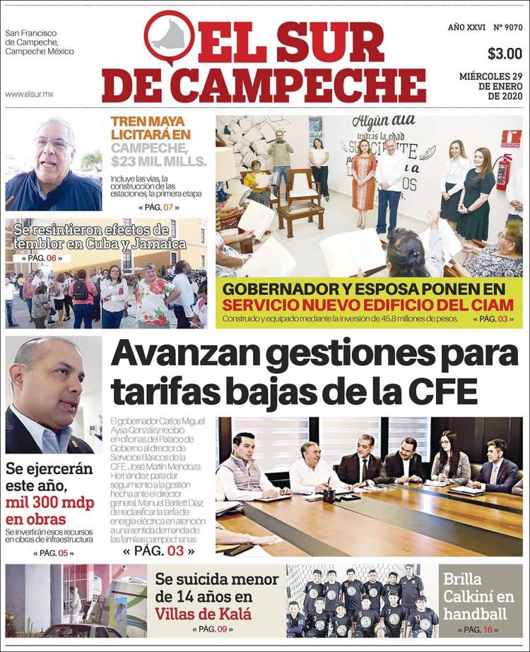 Portada de El Sur de Campeche (México)