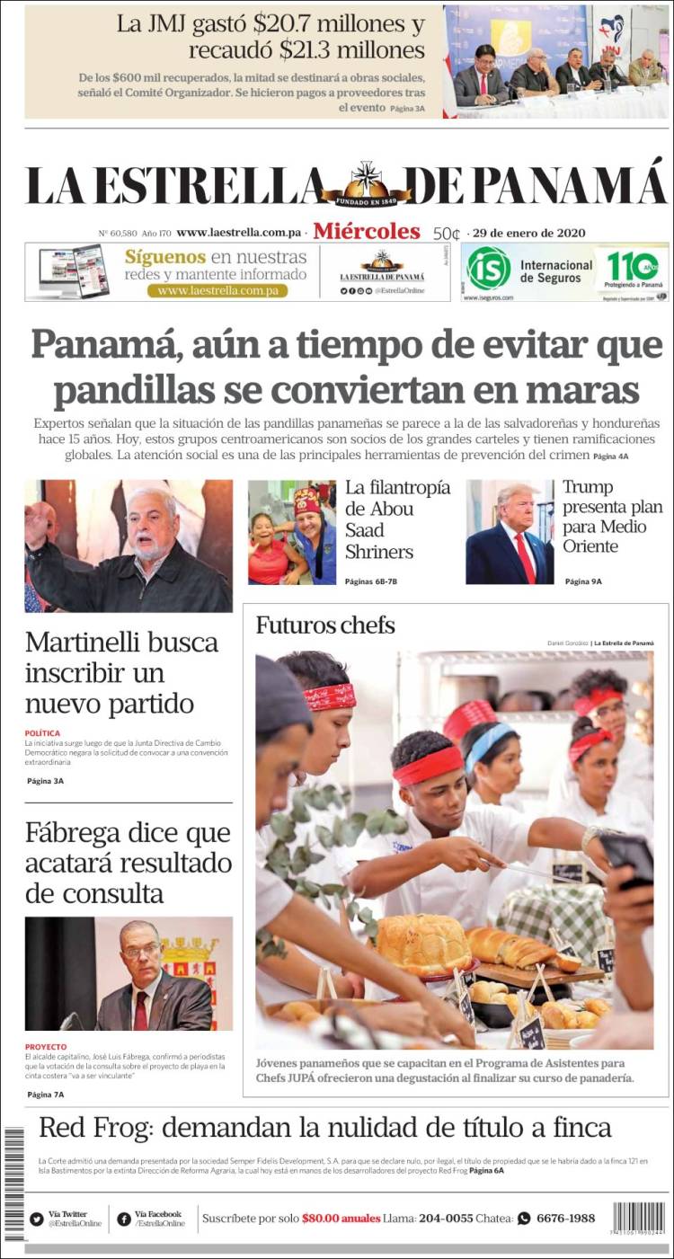Portada de La Estrella de Panamá (Panama)