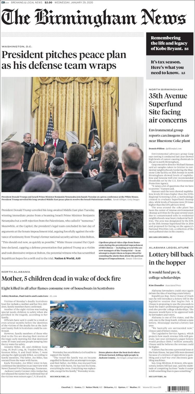 Portada de Birmingham News (USA)