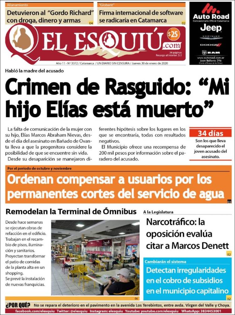 Portada de El Esquiu (Argentina)