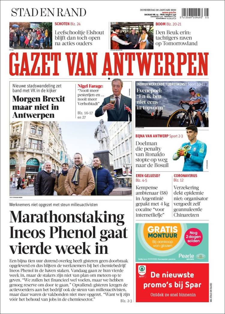 Portada de Gazet van Antwerpen (B&eacute;lgica)