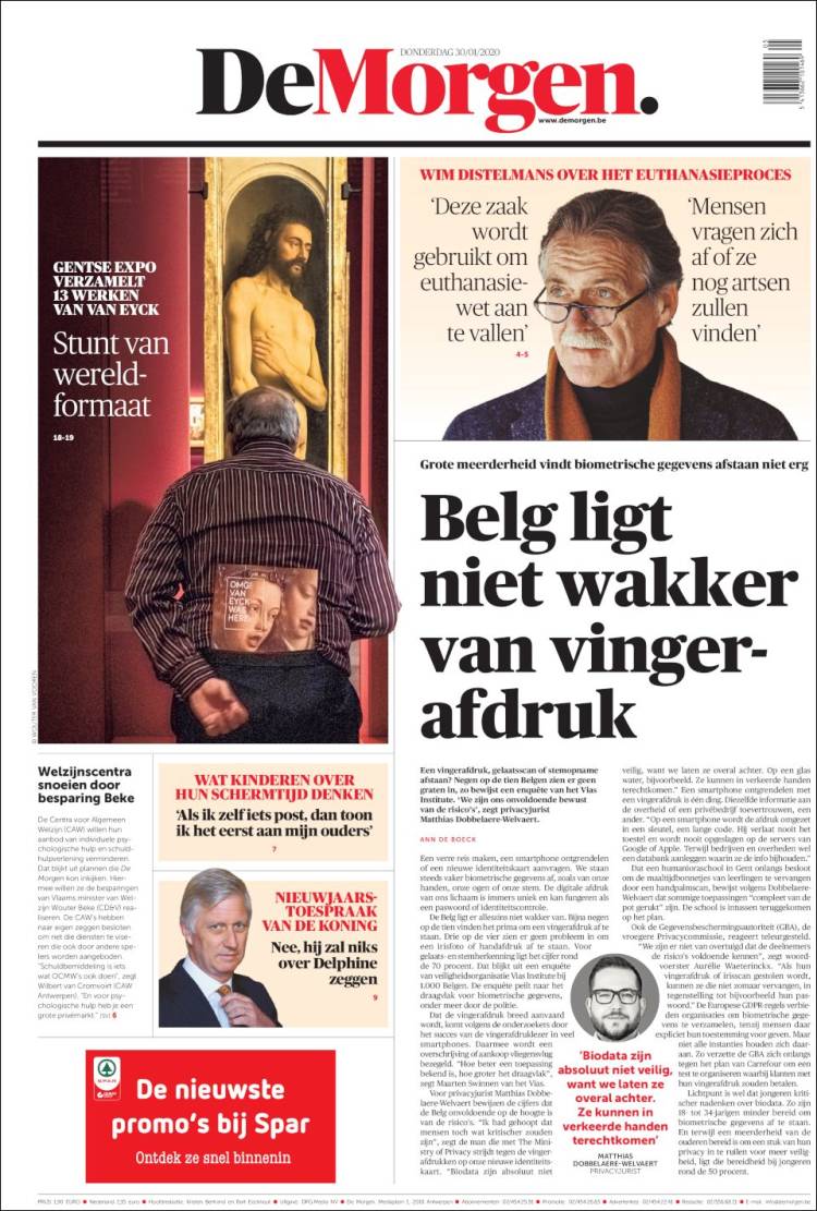 Portada de De Morgen (B&eacute;lgica)