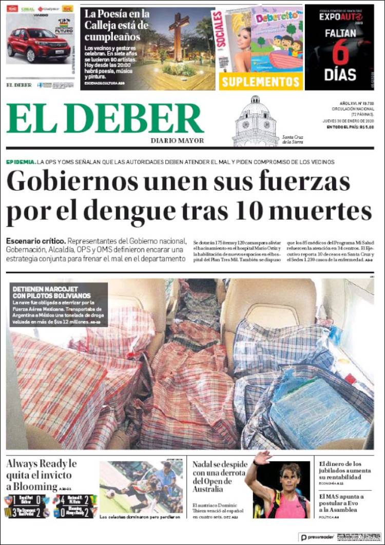 Portada de El Deber (Bolivia)
