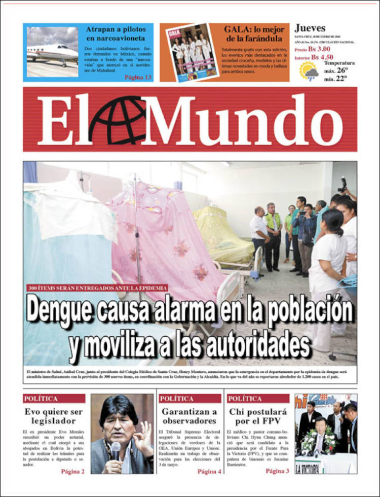 Portada de El Mundo (Bolivia)