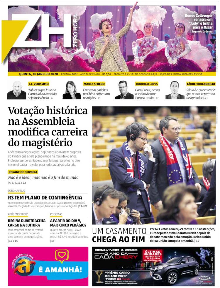 Portada de Zero Hora (Brasil)