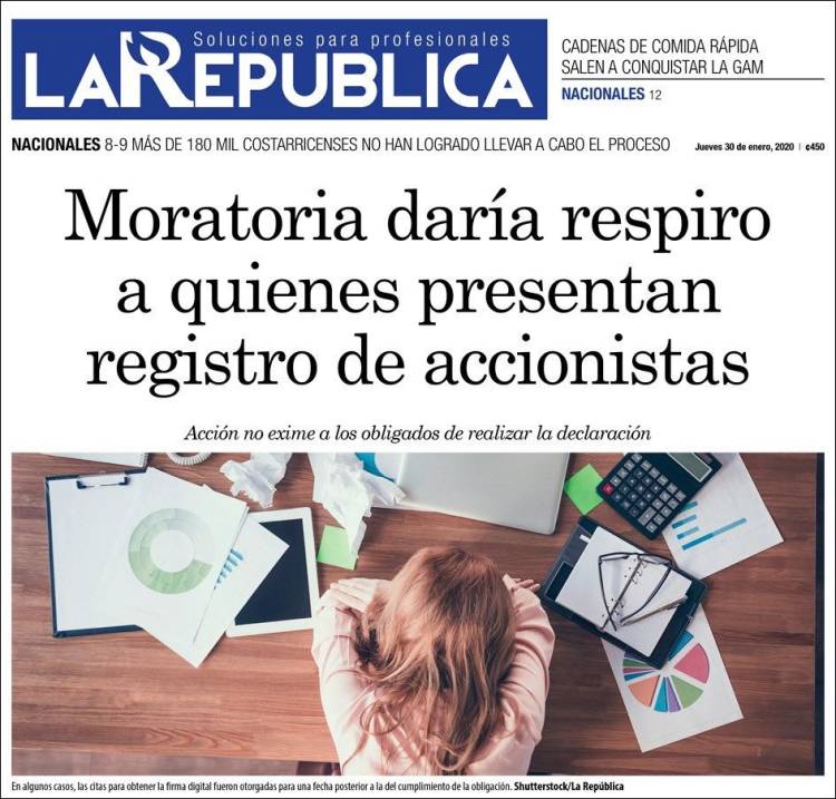 Portada de La República (Costa Rica)
