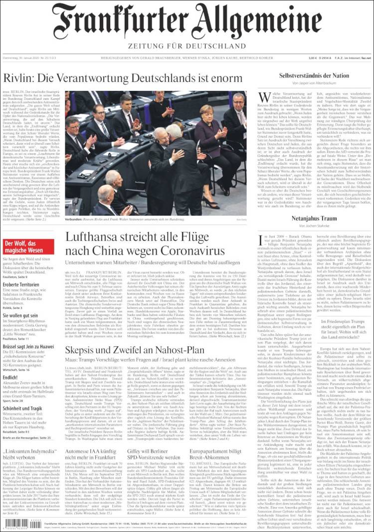 Portada de Frankfurter Allgemeine (Alemania)