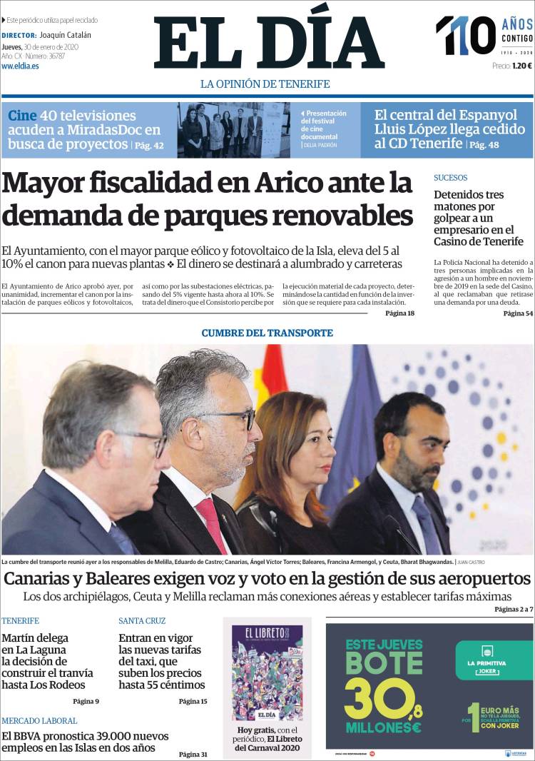Portada de El Día (Espa&ntilde;a)