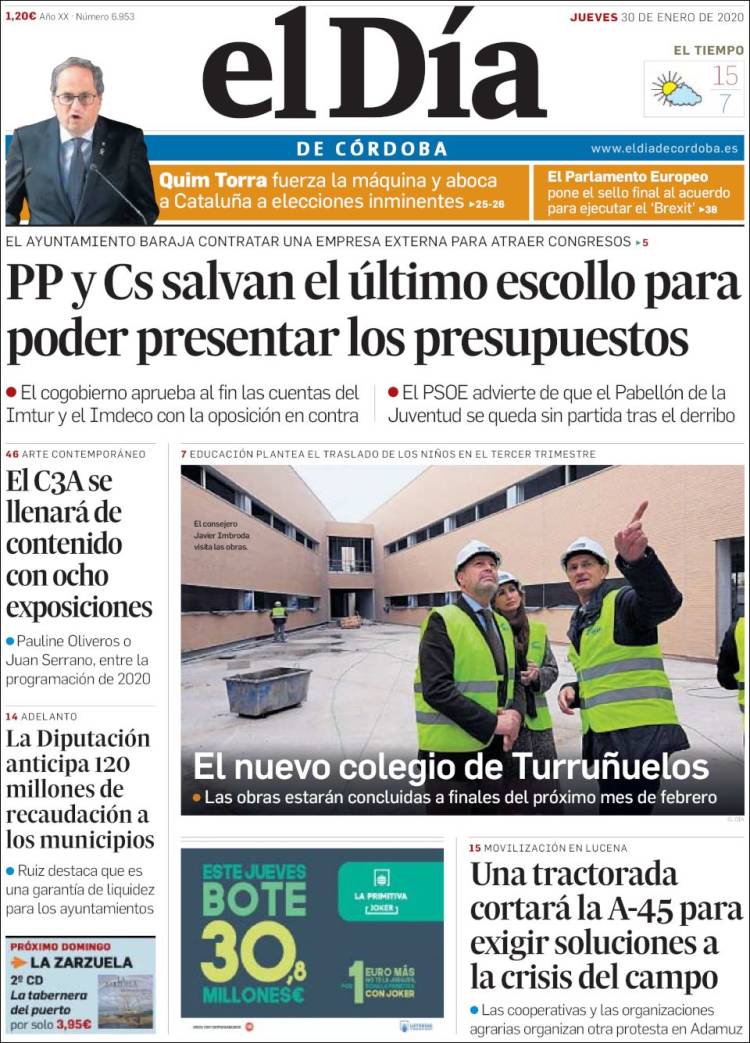 Portada de El Día de Córdoba (Espa&ntilde;a)