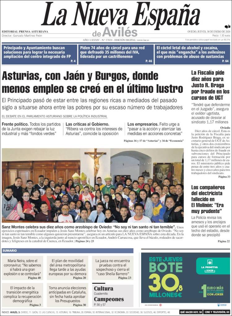 Portada de La Nueva España - Avilés (Espa&ntilde;a)