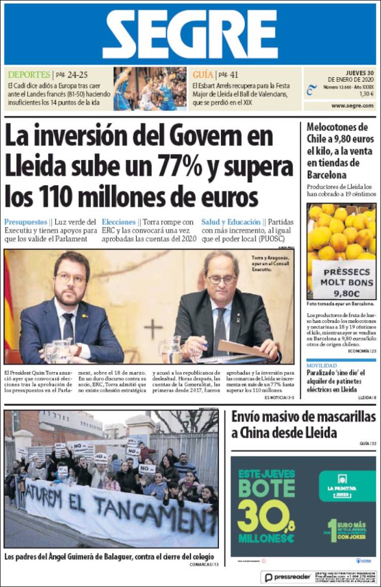 Portada de Segre  (Espa&ntilde;a)