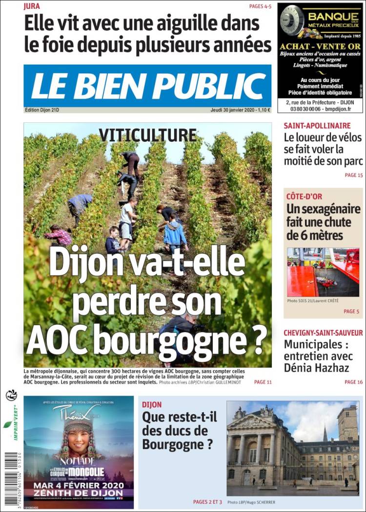 Portada de Le Bien Public (Francia)