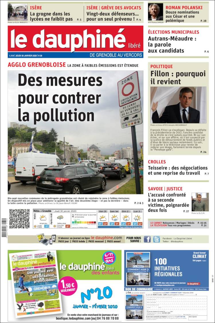 Portada de Le Dauphiné Libéré (Francia)