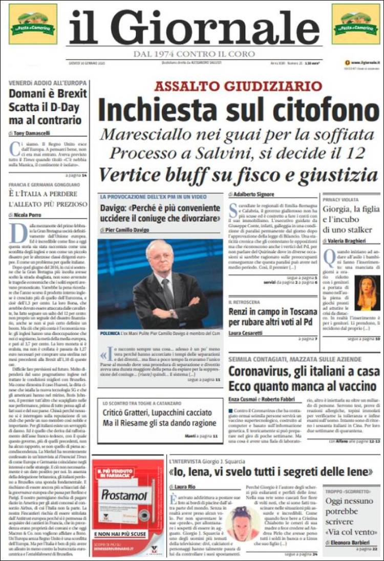 Portada de il Giornale (Italia)