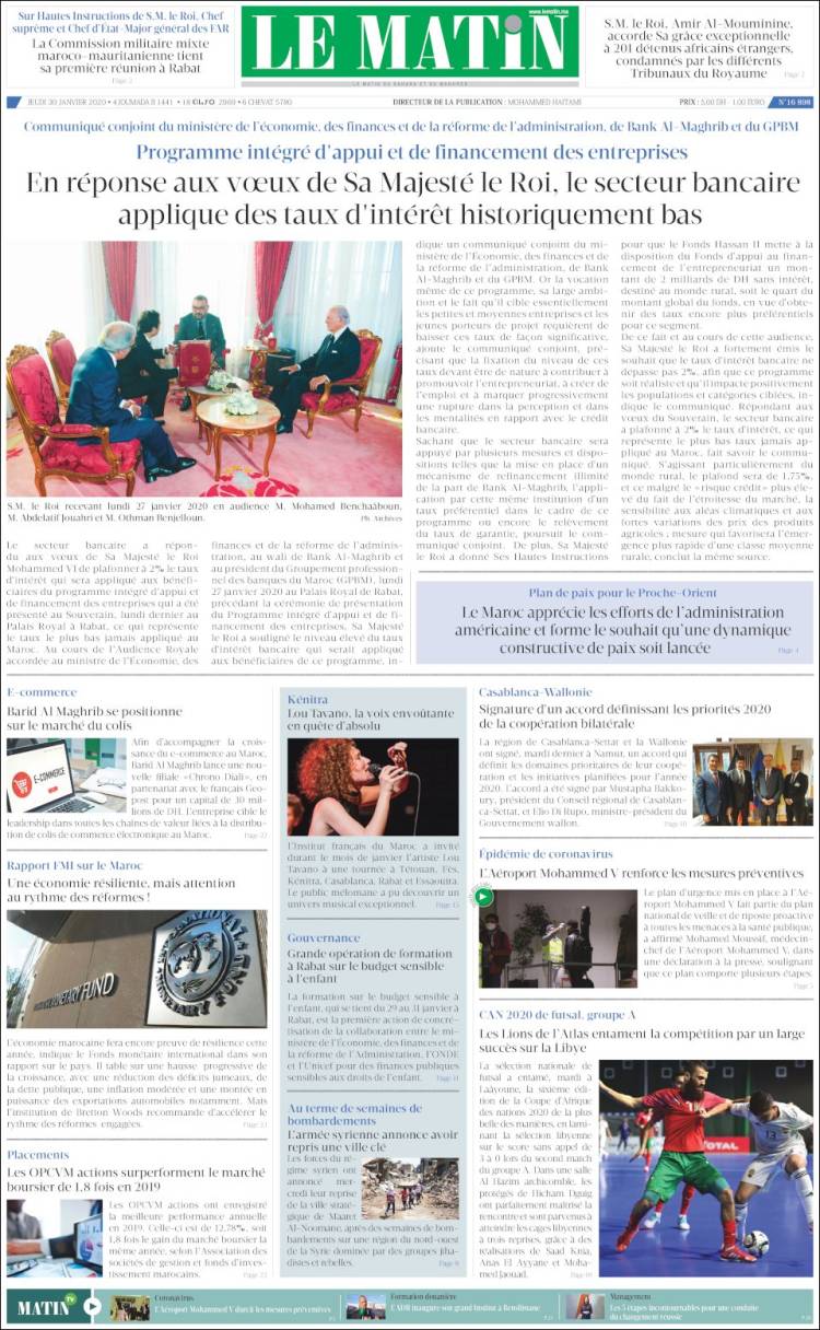 Portada de Le Matin (Marruecos)