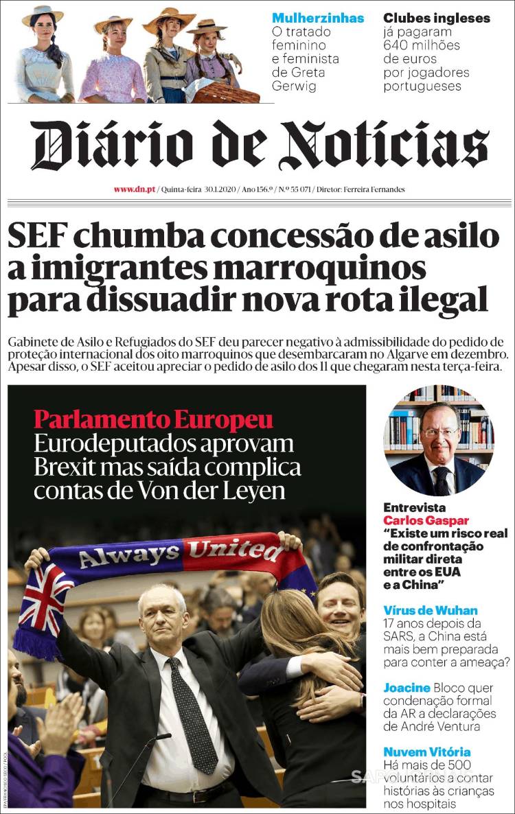Portada de Diário de Noticias (Portugal)