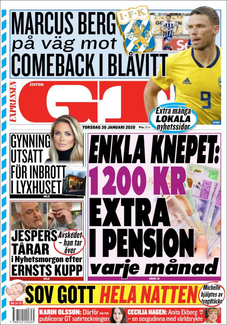 Portada de Göteborgstidningen (Suecia)