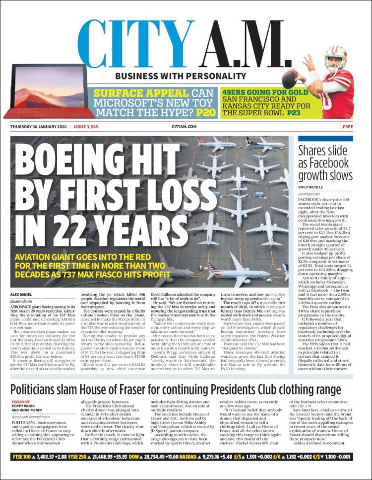 Portada de City A.M. (Reino Unido)