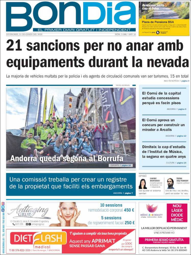 Portada de Diari Bondia (Andorra)
