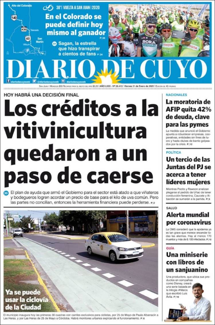 Periódico Diario De Cuyo Argentina Periódicos De Argentina Edición De Viernes 31 De Enero 5451