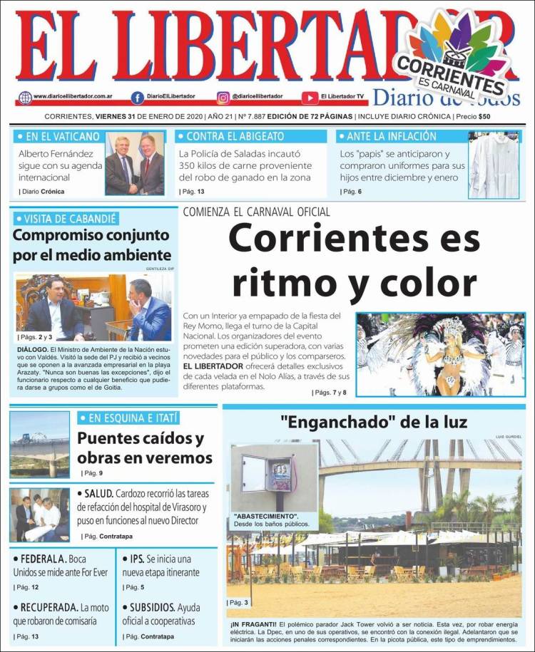 Portada de Diario El Libertador (Argentina)