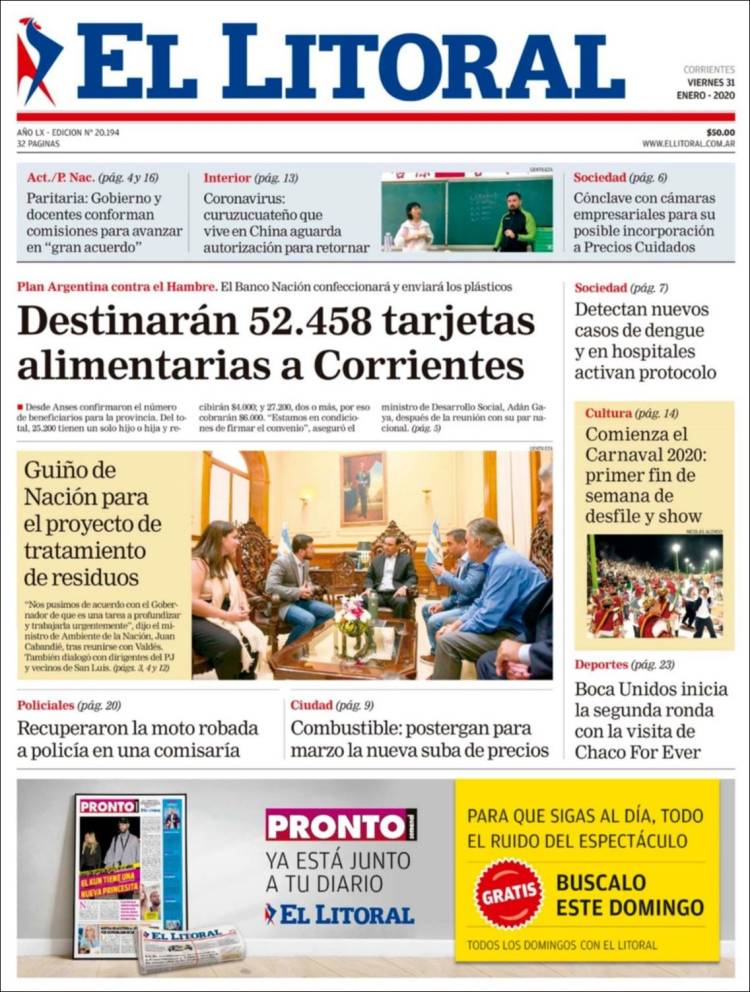 Portada de El Litoral Corrientes (Argentina)