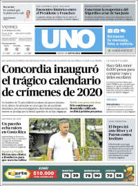 Portada de Diario Uno de Entre Ríos (Argentina)