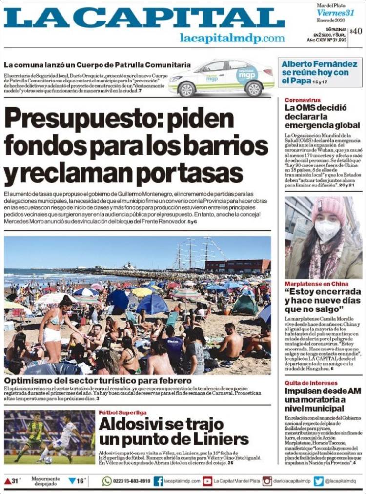 Portada de Diario La Capital - Mar del Plata (Argentina)