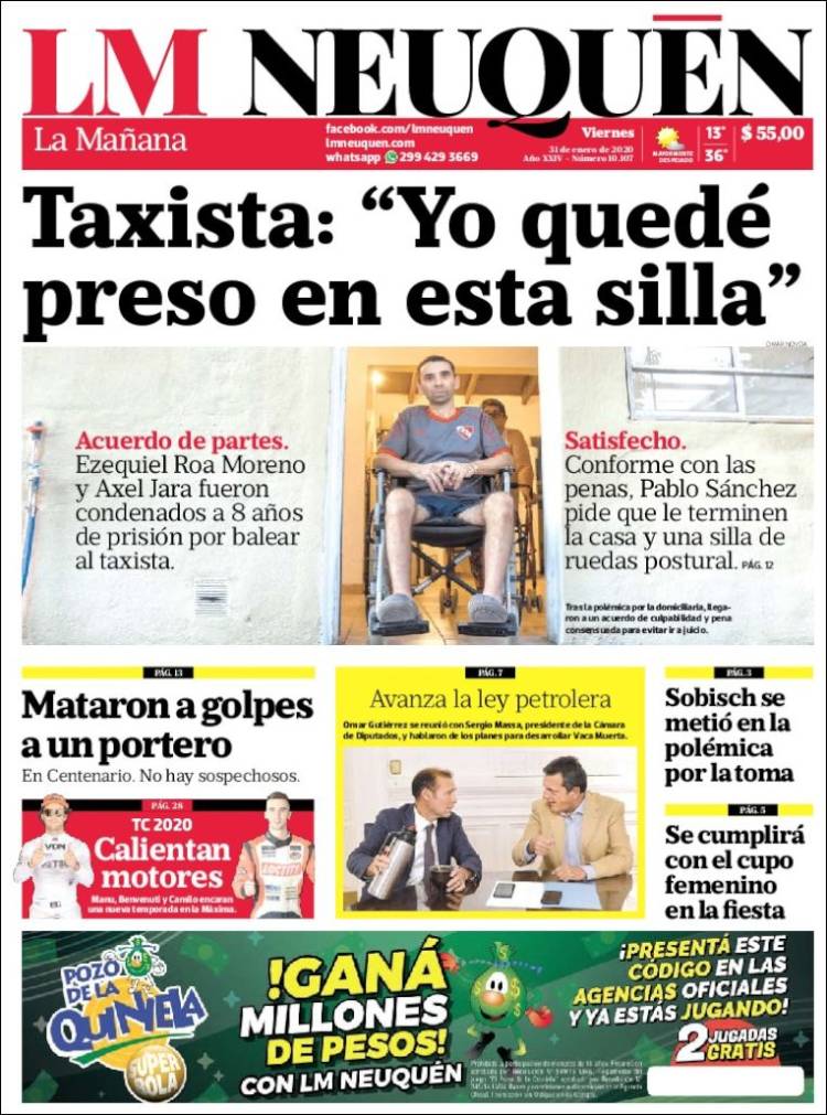 Portada de La Mañanade Neuquén (Argentina)