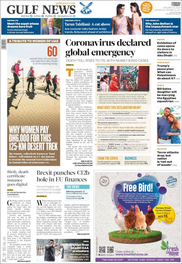 Portada de Gulf News (Asia-Pacific)