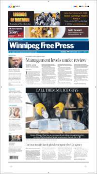 Portada de Winnipeg Free Press (Canada)