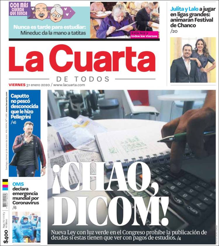 Portada de La Cuarta (Chile)