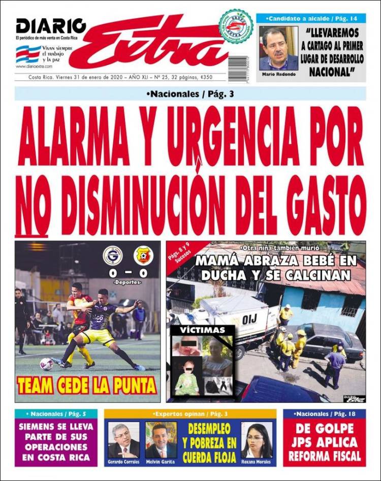 Portada de Diario Extra (Costa Rica)