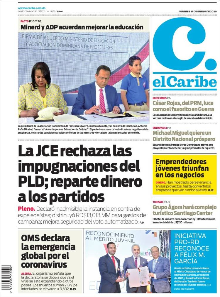 Portada de El Caribe (R. Dominicana)