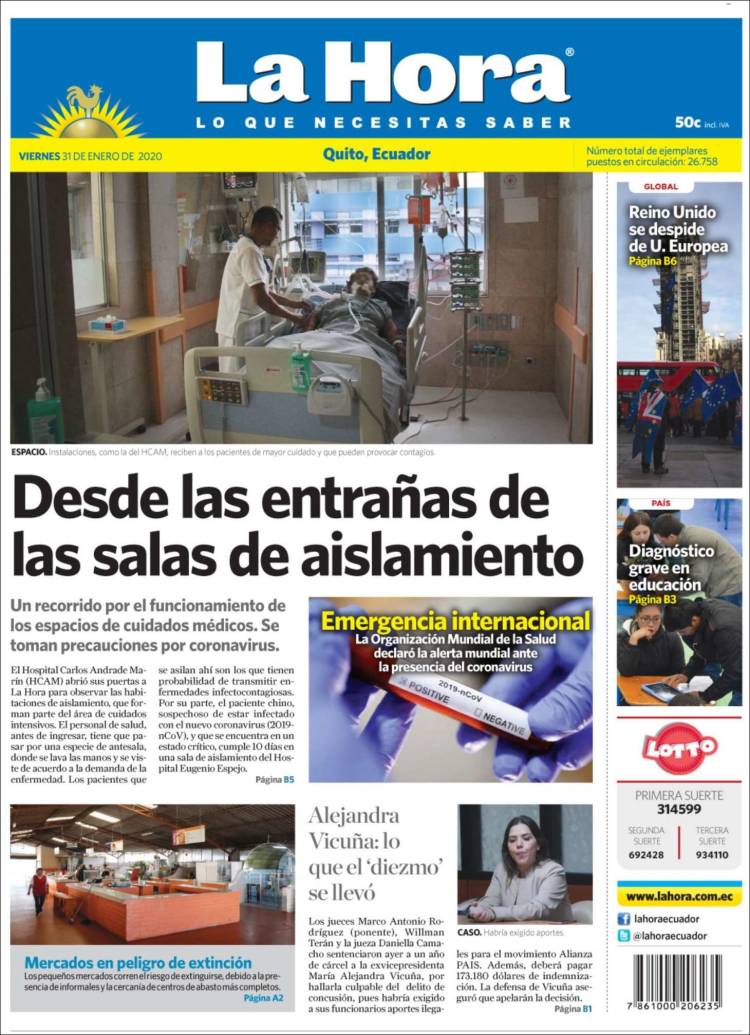 Portada de La Hora - Ecuador (Ecuador)
