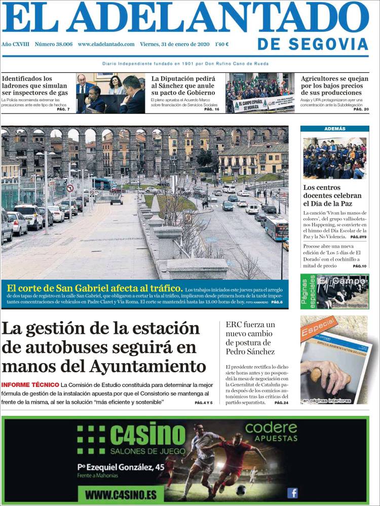 Portada de El Adelantado de Segovia (España)