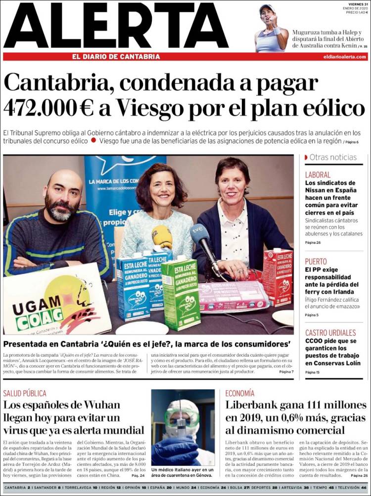 Portada de Alerta - El Diario de Cantabria (España)