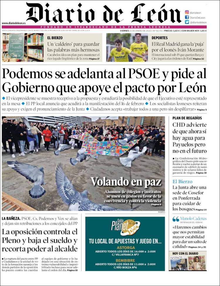 Portada de Diario de León (España)