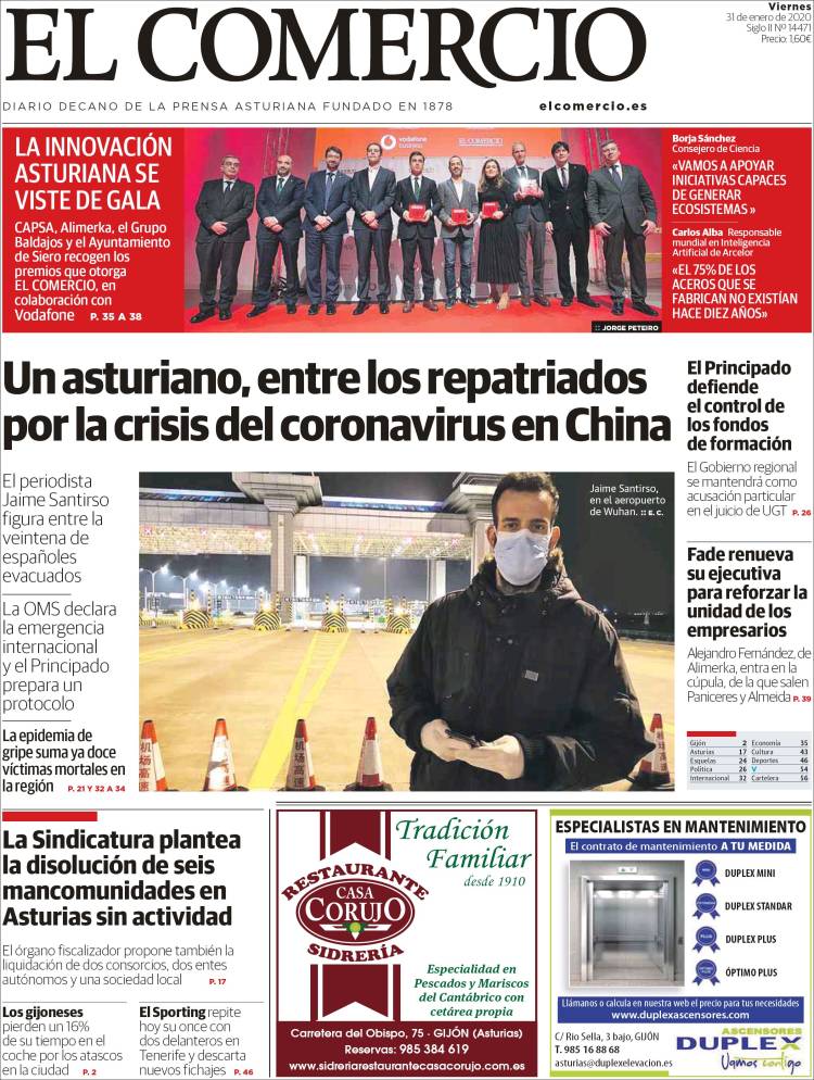 Portada de El Comercio (España)