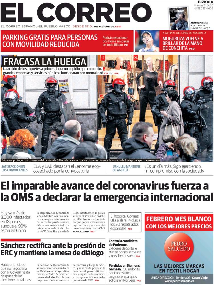 Portada de El Correo (España)