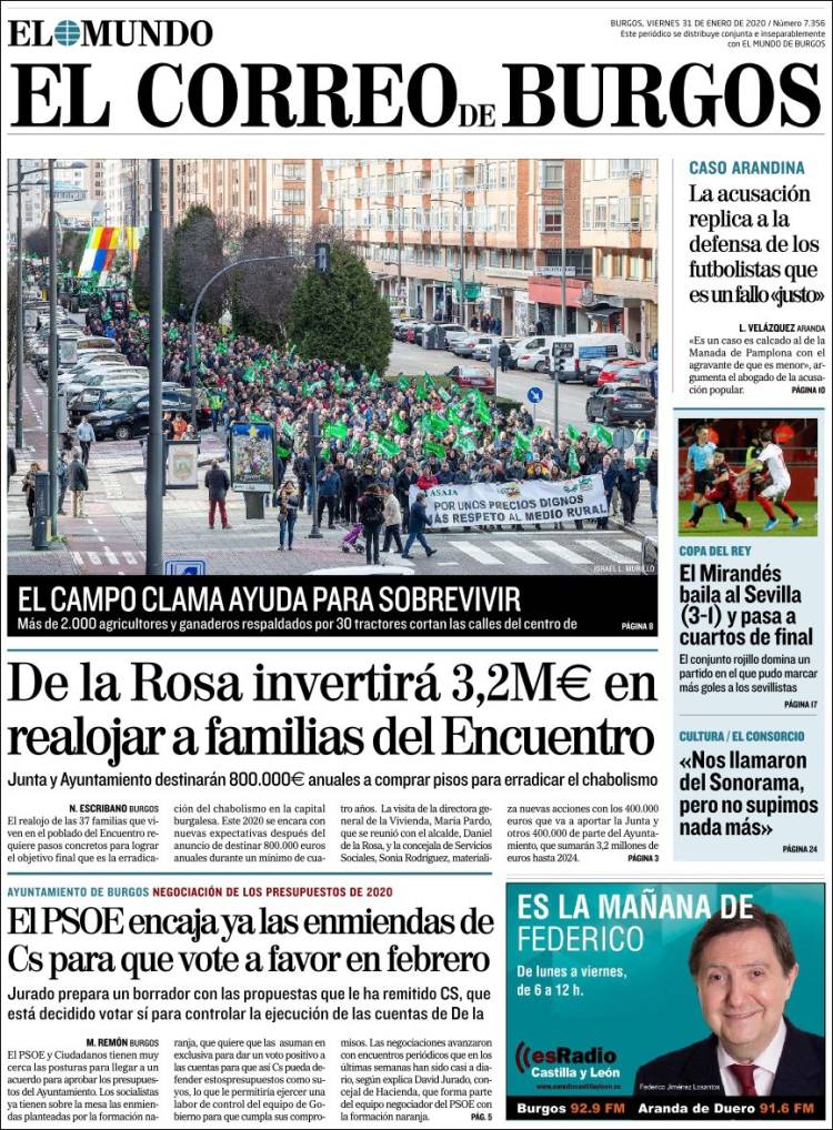 Portada de El Correo de Burgos (España)