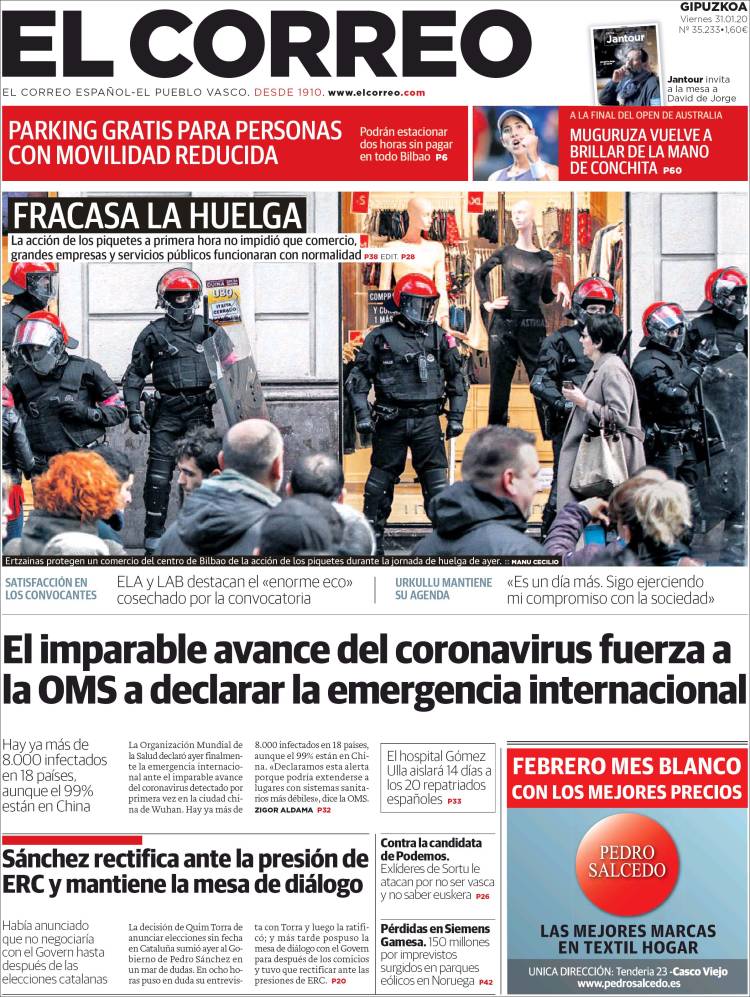 Portada de El Correo - Guipuzcoa (España)