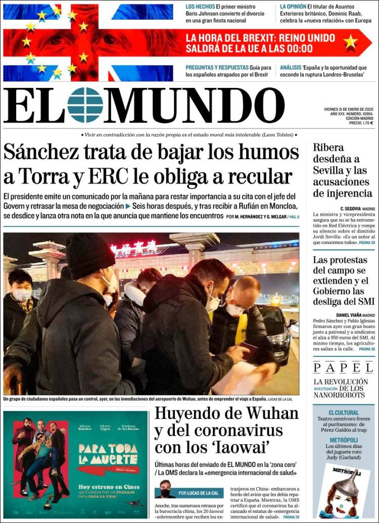 Portada de El Mundo (España)